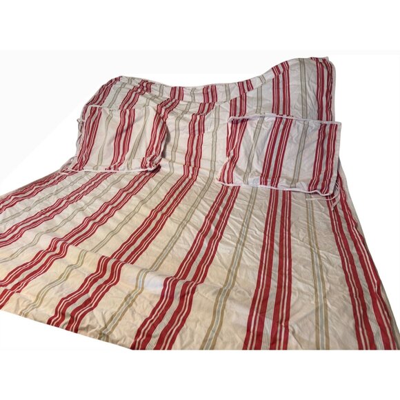 Pottery Barn Striped Duvet Cover Set F/Q  Cotton Tie back Coastal cottage heavy - Picture 11 of 14